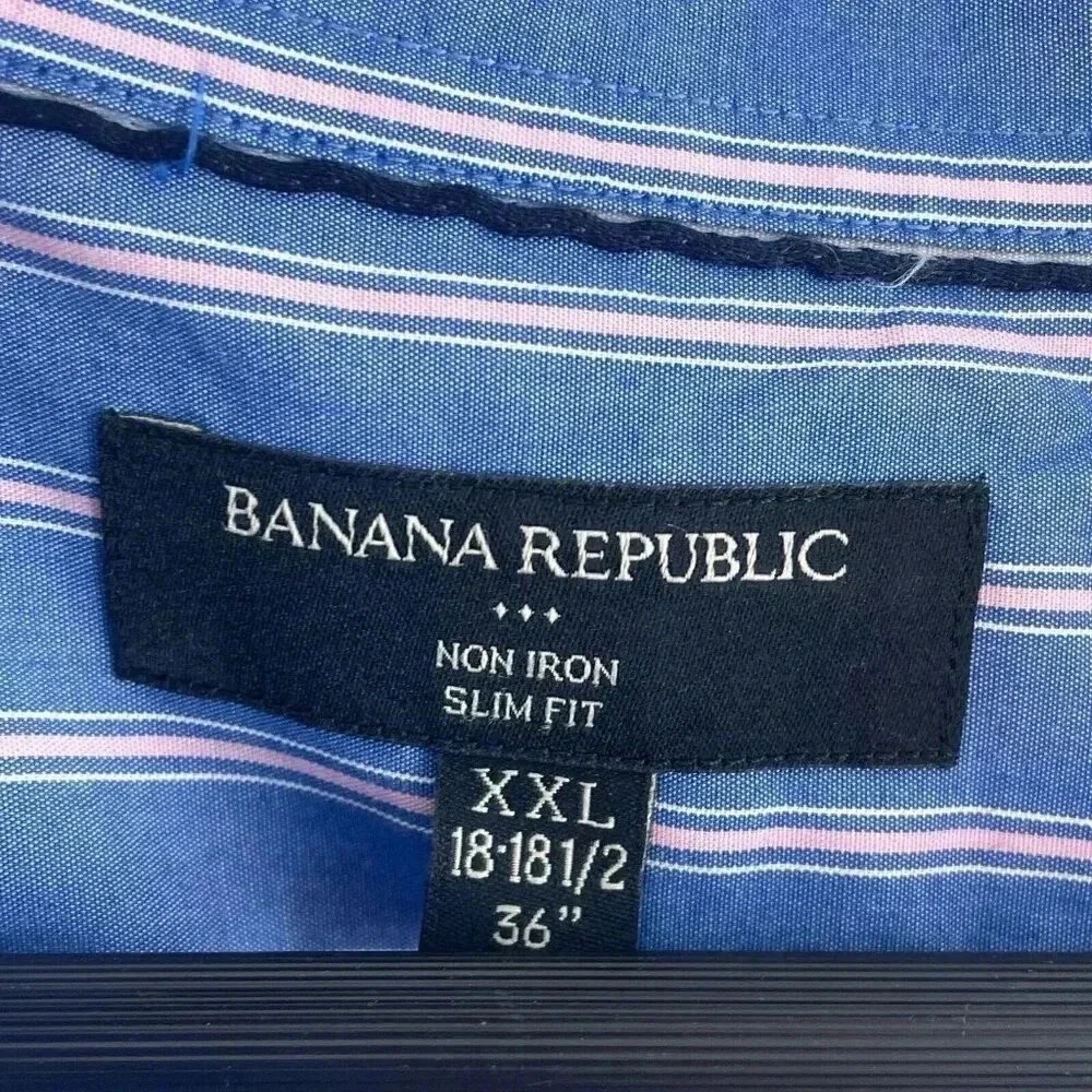 Banana Republic Shirt Long Sleeve Button Down Mens XXL striped 2415